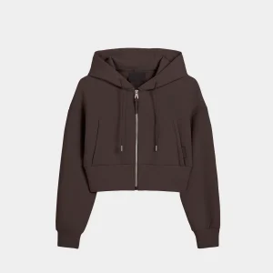ALAYA WOMEN'S CROPPED ZIP-UP HOODIE