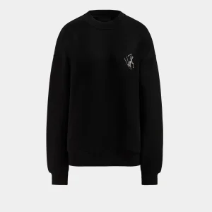Black ARIA SKI CREWNECK WITH RHINESTONE GRAPHIC FOR WOMEN
