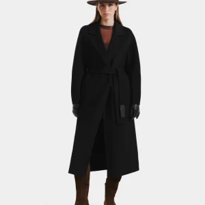 LILIA WOMEN'S LONG WOOL SILK CASHMERE WRAP COAT
