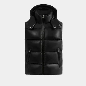 HENRY X MEN'S QUILTED LEATHER DOWN PUFFER VEST