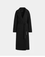 LILIA WOMEN'S LONG WOOL SILK CASHMERE WRAP COAT