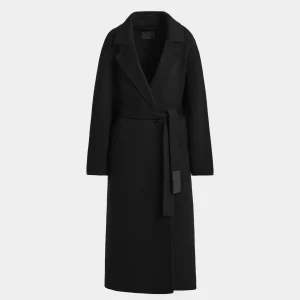 LILIA WOMEN'S LONG WOOL SILK CASHMERE WRAP COAT
