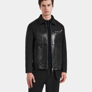 BRYAN MEN'S LEATHER COMBO COLLARED JACKET