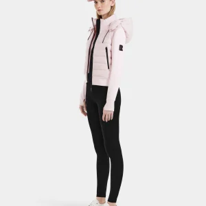CASSA WOMEN'S CROP LIGHT DOWN & NEOPRENE BOMBER JACKET